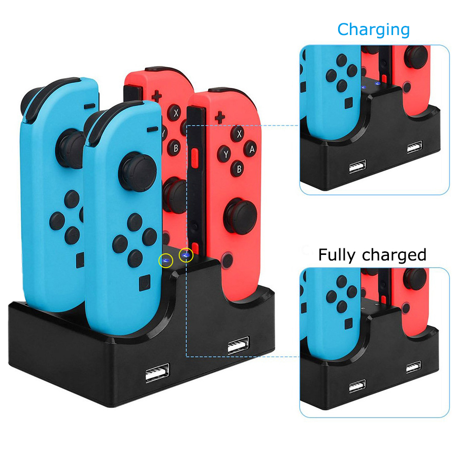  4 In 1 USB Charging Dock Station Charger Stand Holder for Nintend Switch 
