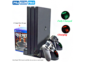 Vertical Cooling Stand for PS4/Slim/Pro & Dual Charger for Game Controllers