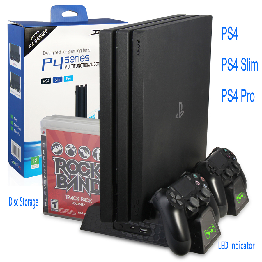 3 in 1 Vertical Stand & Controller Charger & Disc Storage for PS4/Slim/Pro